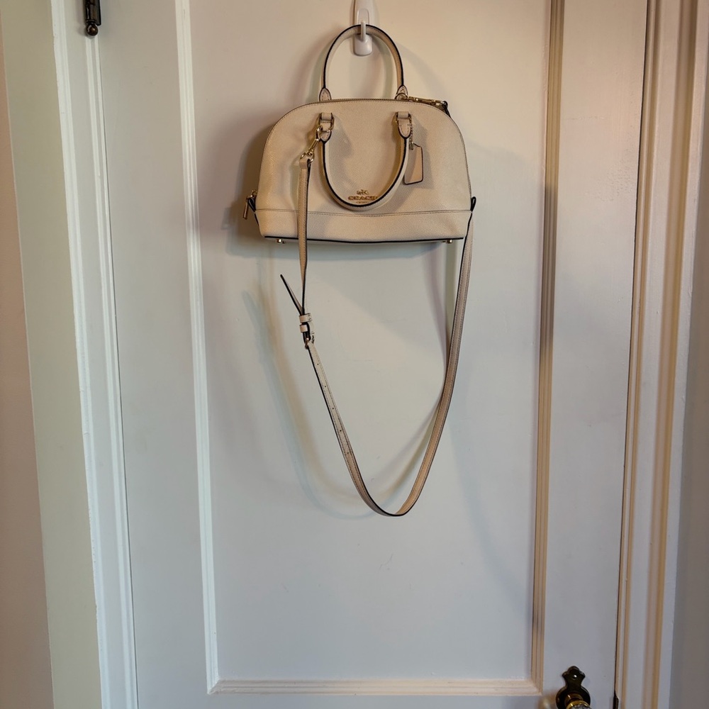 🌲 Coach Sierra Satchel Crossbody bag In Ivory Crossgrain Leather - Picture 4 of 12